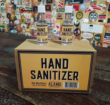 Local distributors are selling Alamo Distilling sanitizer to stores and local businesses, prioritizing medical and service-priority businesses. - INSTAGRAM / @BROADWAY5050