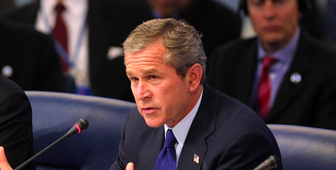 George W. Bush speaks to the UN in this file photo. - WIKIMEDIA COMMONS / PAUL MORSE