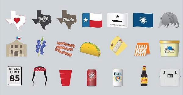 A sample of some of the Texas-themed emoji included in TexMoji's library. Not included in the initial release? The Alamo. - Courtesy