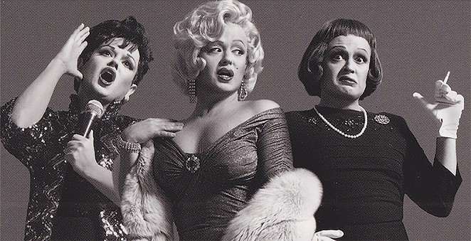 Jimmy James channeling Judy Garland, Marilyn Monroe and Bette Davis on a billboard in Times Square. - COURTESY