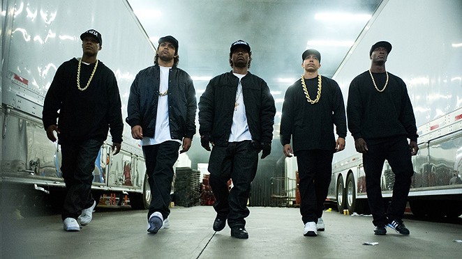 (From left) MC Ren, Ice Cube, Eazy-E, DJ Yella and Dr. Dre – the actors playing N.W.A in Straight Outta Compton, at least. - COURTESY