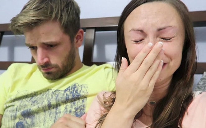 The Raders announcing their miscarriage, three days after their pregnancy announcement video went viral. Both the pregnancy and the miscarriage, it turns out, were staged. - Sam and Nia/YouTube