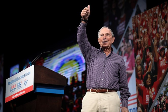 Michael Bloomberg responds to the crowd during a campaign appearance. - WIKIMEDIA COMMONS / GAGE SKIDMORE
