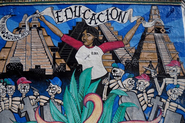 San Anto's first mural "Educacion" (1994) - COURTESY