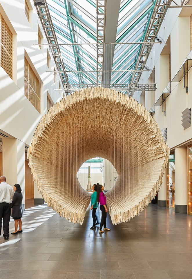 Boat by Zhu Jinshi is made of Xuan paper, bamboo and cotton thread. - COURTESY