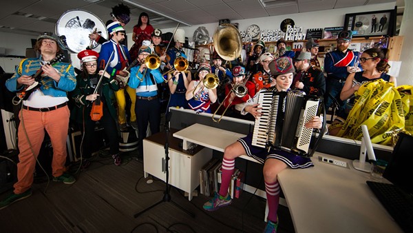 One of the larger performers at the tiny desk,  Mucca Pazza - YOUTUBE