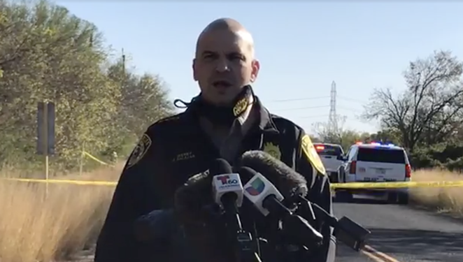 Sheriff Javier Salazar gives an update on the discovery of human remains in Southeast Bexar County. - FACEBOOK / BEXAR COUNTY SHERRIFF'S OFFICE