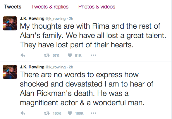 Actor Alan Rickman Has Died