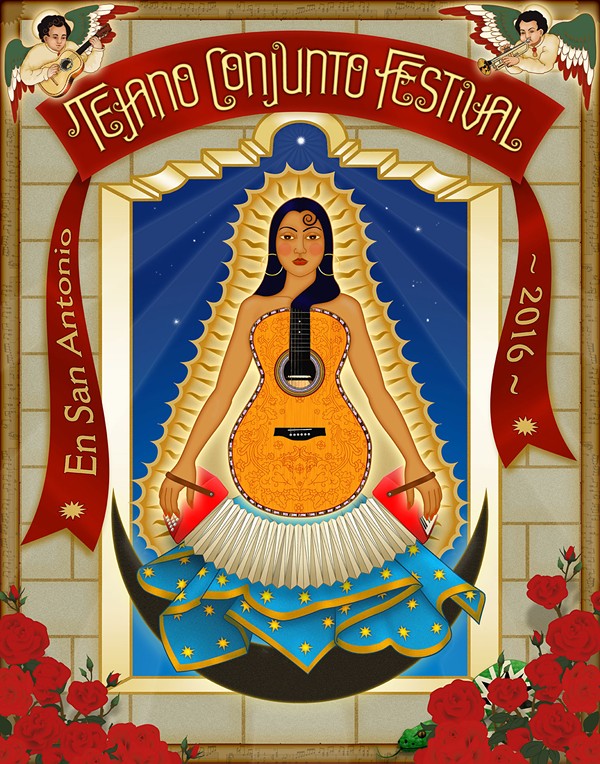 The official poster for the Guadalupe Cultural Arts Center's 35th Tejano Conjunto Festival - THERESA SPINA