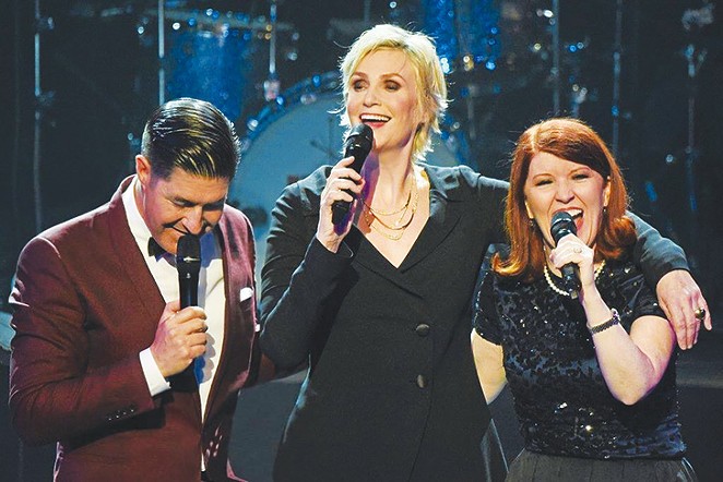 From left to right: Tim Davis, Jane Lynch and Kate Flannery