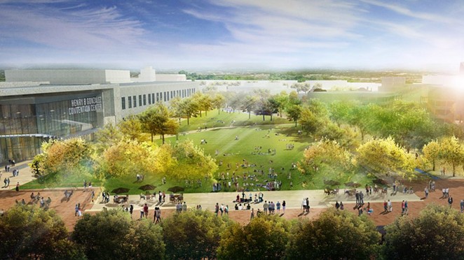 This rendering shows the lawn at Hemisfair’s Civic Park. - Courtesy / Hemisfair