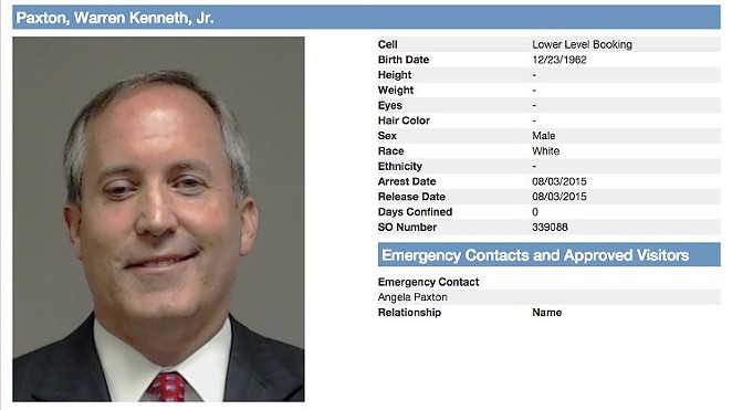 Texas Attorney General Ken Paxton sat for a mugshot after he was booked on multiple felony counts last July