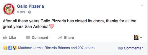 Gallo Pizzeria Will Close This Week