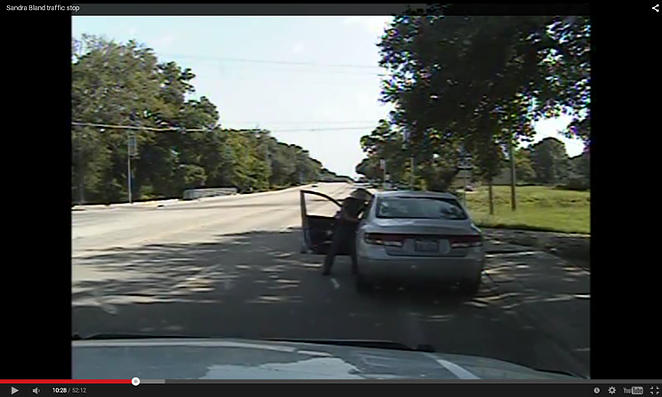 Dash-cam video shows DPS trooper Brian Encinia attempting to pull Sandra Bland out of her car during a routine traffic stop in Prairie View on July 10.