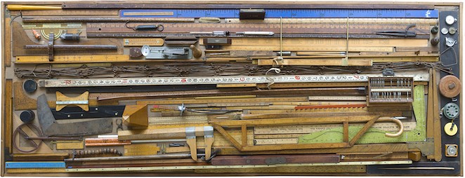 MARILYN LANFEAR, MY COLLECTION OF MEASURING DEVICES (TOP VIEW), 2004