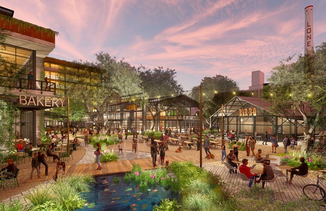 This rendering shows the proposed redevelopment of the Lone Star Brewery site. - COURTESY IMAGE / MIDWAY AND GRAYSTREET PARTNERS