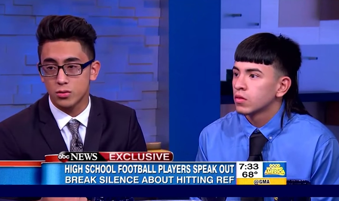 Michael Moreno and Victor Rojas on 'Good Morning America' shortly after the Sept. 2015 game. - SCREENSHOT, ABC NEWS