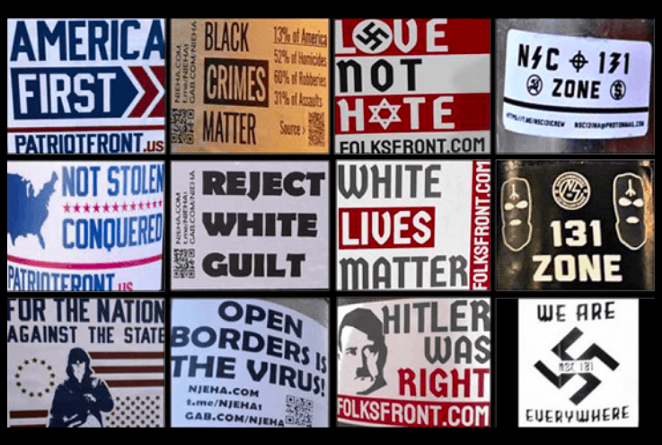 These images were collected by ADL as it documented hate group propaganda in 2020. - COURTESY IMAGE  / ADL