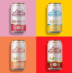 The bubbly canned libations come in four flavors: Peach Tea, Raspberry Tea, Lemonade, and Half and Half. - PHOTO COURTESY LUCK SPRINGS