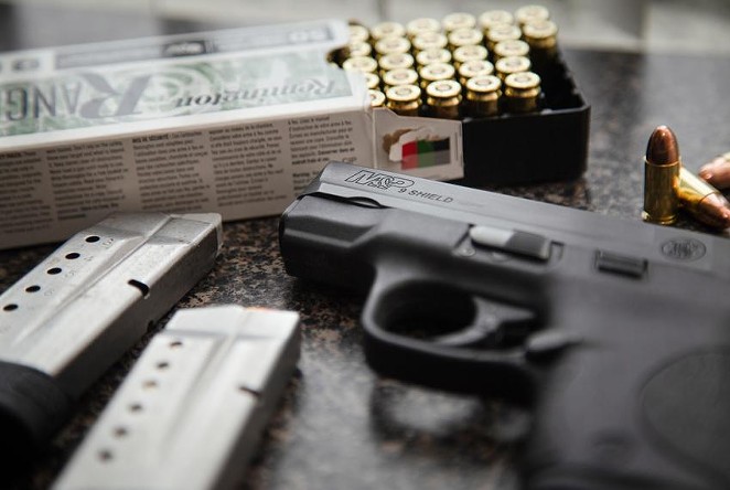 A M&P Shield handgun in Austin on April 23, 2021. - TEXAS TRIBUNE / EVAN L'ROY