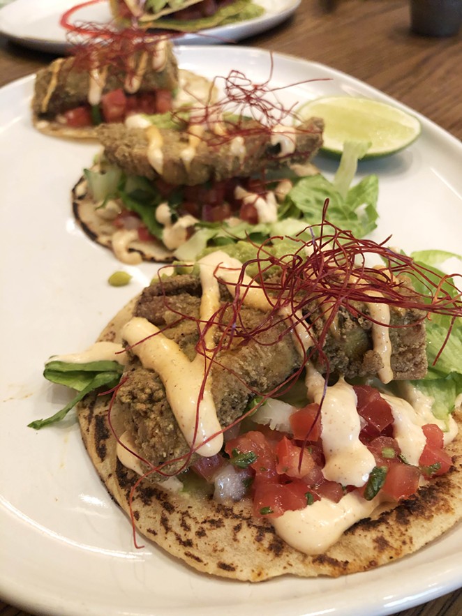 Domingo Restaurante's Baja fish tacos. - NINA RANGEL