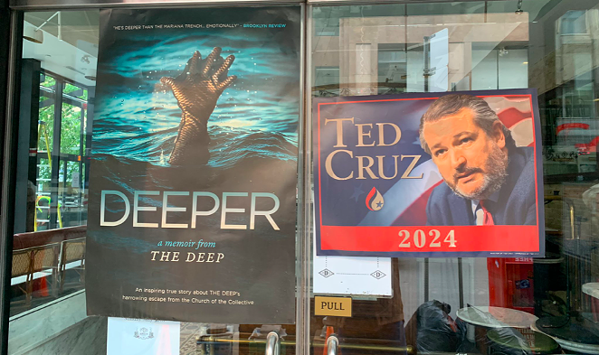 A presidential poster for U.S. Sen. Ted Cruz is among the satirical ads splashed around the set of the third season of "The Boys." - TWITTER / @TOFILMING_EM