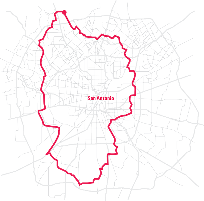A map of Baird's trek circumnavigating the city. - SAM SERNA