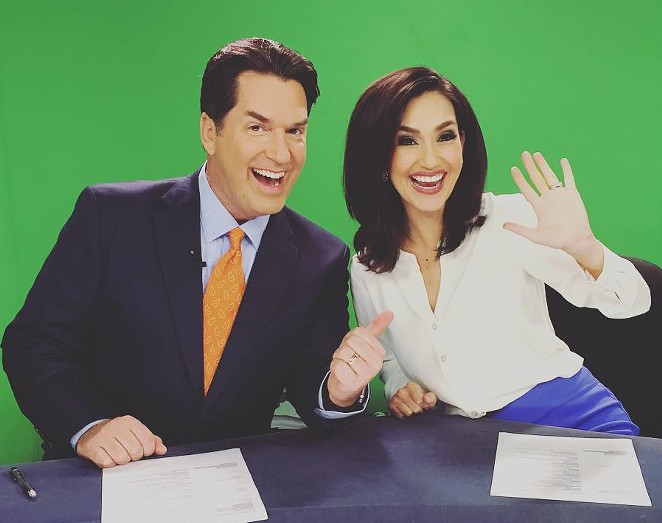 Isis Romero (right) shared the 10 p.m. anchor desk with Steve Spriester (left). Spriester is still at the station. - INSTAGRAM / ISIS ROMERO