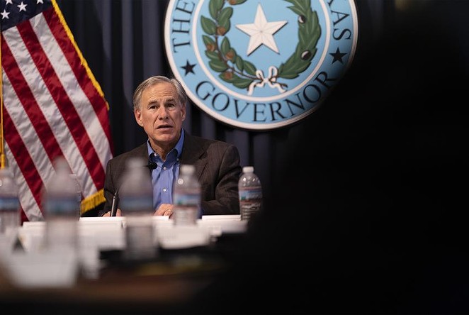 Gov. Greg Abbott holds a border security briefing with sheriffs from border communities at the Texas Capitol on July 10, 2021. - THE TEXAS TRIBUNE / SOPHIE PARK