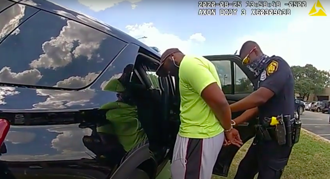 Body cam footage shows officers detaining jogger Mathias Ometu in August 2020. - YouTube / San Antonio Police Department