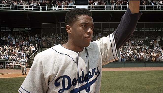 Chadwick Boseman stars as Jackie Robinson in sports drama 42. - WARNER BROS. HOME ENTERTAINMENT