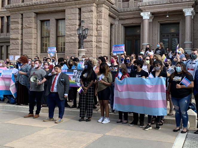 Advocates speak out this week against the Texas House's latest bill seeking to limit transgender kids' participation in school sports. - TWITTER / @PROGRESSTX