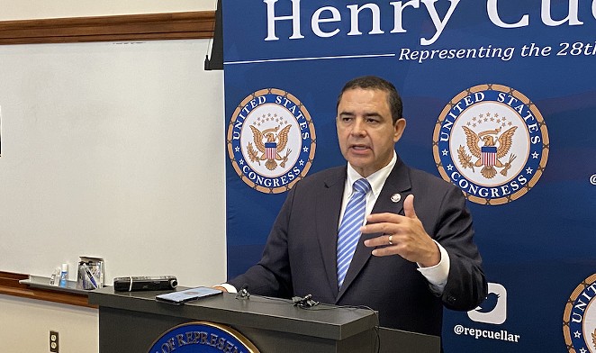 U.S. Rep. Henry Cuellar speaks during a Friday appearance in San Antonio. - SANFORD NOWLIN