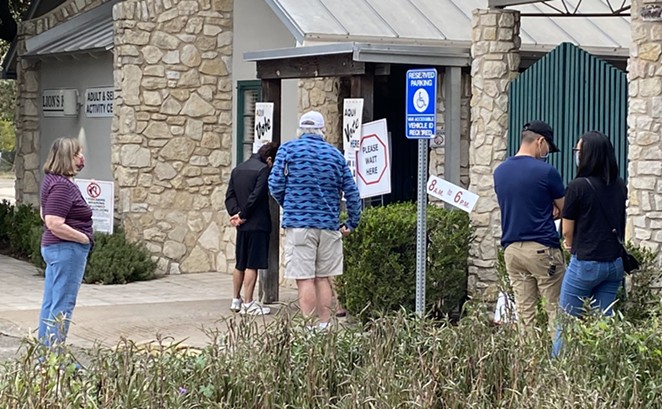 Voters wait in line to vote at Lion's Field in San Antonio. - Sanford Nowlin