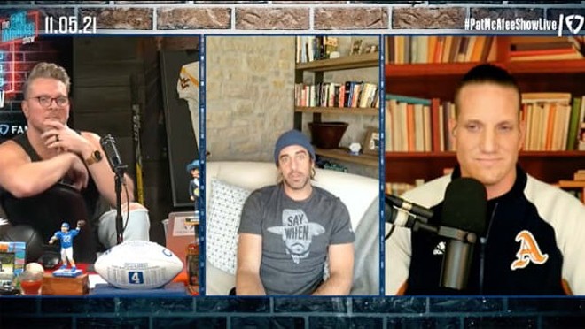 Aaron Rodgers spread misinformation about Covid vaccines on the Pat McAfee Show recently. - SCREEN CAPTURE / PATMCAFEE SHOW