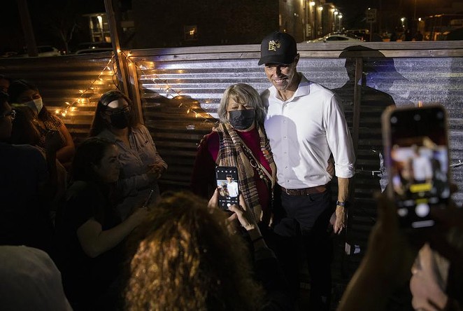 Democratic gubernatorial candidate Beto O’Rourke takes photos with supporters after a rally in downtown McAllen on Nov. 17. O’Rourke made stops in the Rio Grande Valley in the first week after announcing his gubernatorial run. - TEXAS TRIBUNE / EDDIE GASPAR