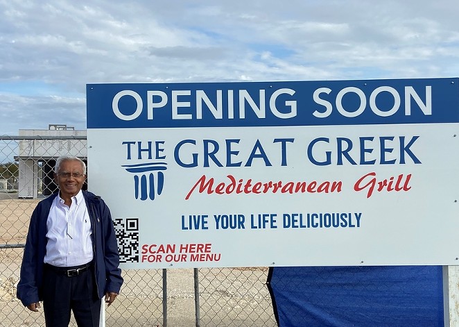 Satheesh Mammen stands in front of the site of the newest Texas location of the Great Greek Mediterranean Grill. - PHOTO COURTESY THE GREAT GREEK MEDITERRANEAN GRILL