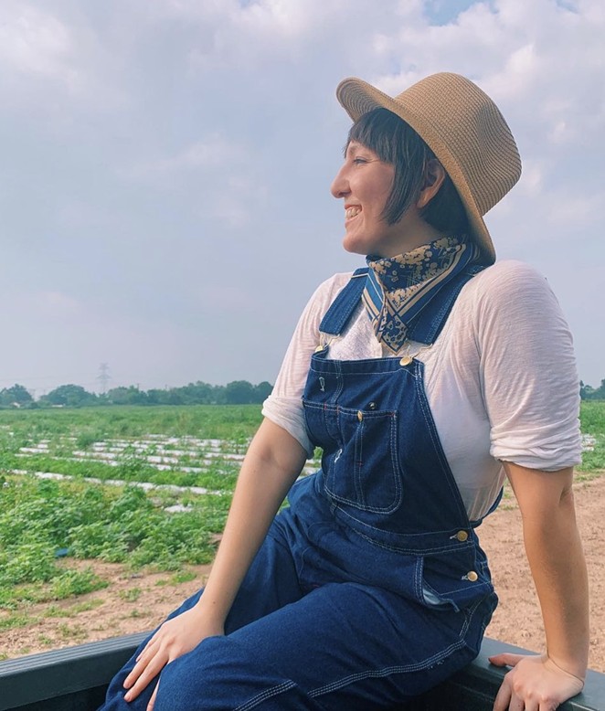 Angela Guerra Walley plays a watermelon farmer in a segment of Sesame Street. - Instagram / walleyfilms