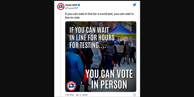 The Texas Republican Party unleashed a flurry of angry responses when it posted this meme Friday. - TWITTER SCREEN CAPTURE / TEXASGOP