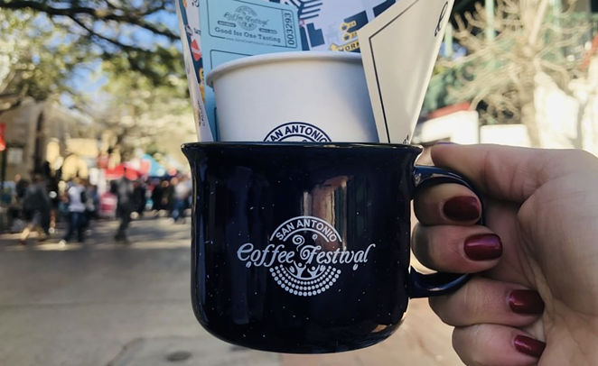 A San Antonio Coffee Festival attendee shows off their swag from the 2020 event. - INSTAGRAM / SACOFFEEFEST