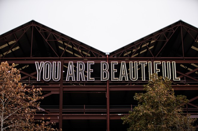 The You Are Beautiful public art installation appeared overnight. - COURTESY PHOTO / VALENCE