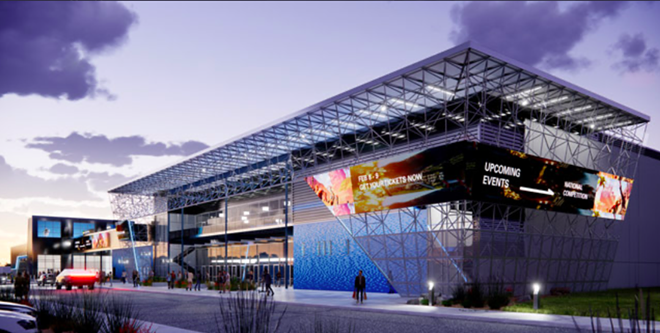 Tech Port Center Arena, shown in this rendering, is scheduled to open in March. - Twitter / @PortSanAntonio