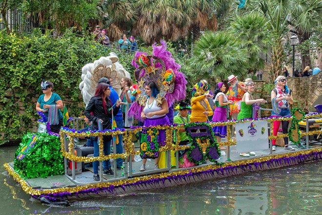 The River Parade takes place Saturday afternoon, but Mardi Gras festivities will span the entire weekend. - Courtesy of Visit San Antonio