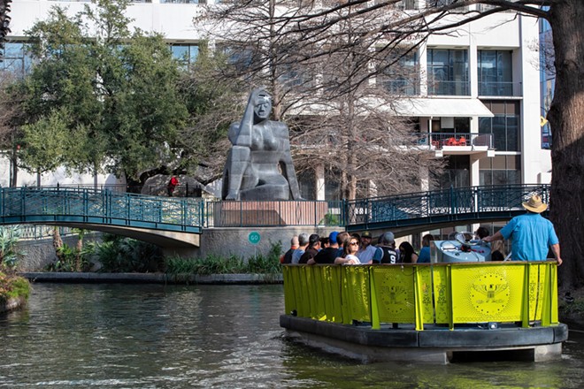 The sculpture as seen from the river. - Courtesy of City of San Antonio Department of Arts & Culture