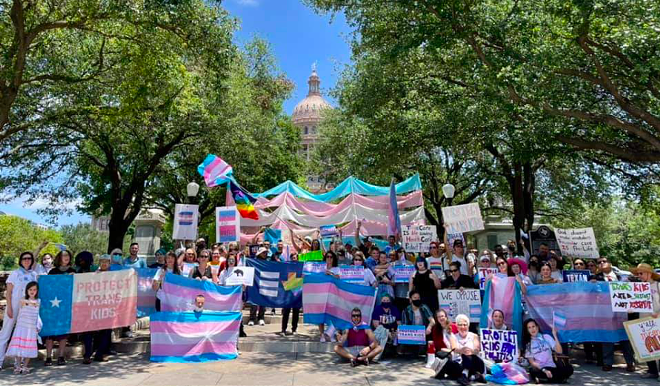 Advocates rally at the Texas Capitol last year in support of transgender youths and their families. - Twitter / @The_Ada_Rhodes