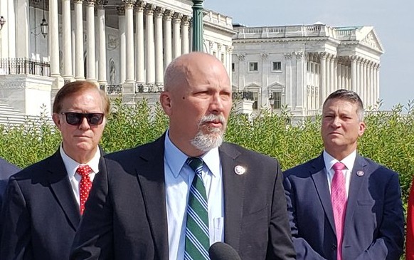 U.S. Rep. Chip Roy speaks at a press event last year. - TWITTER / @REPCHIPROY