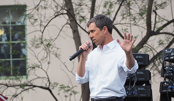 Beto O'Rourke speaks during a campaign appearance. - Luke Harold / Wikimedia Commons