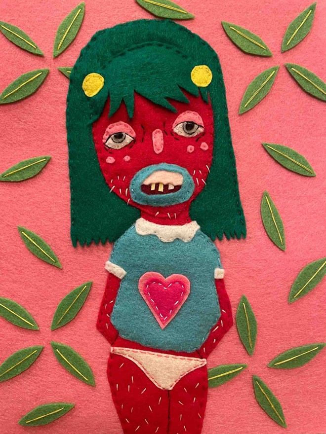 Loot Achris, Sweetest Girl, felt (hand-stitched), 8 x 10”, 2022. - Loot Achris