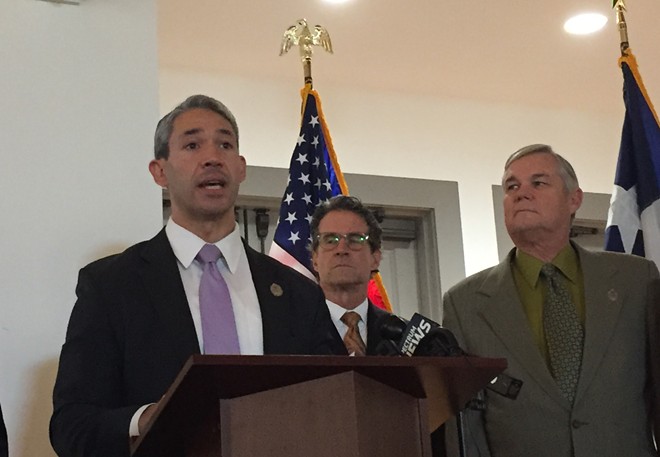 Nirenberg, chairman of Texas' Big City Mayors Coalition, speaks during a press conference held several years ago at city offices. - Sanford Nowlin