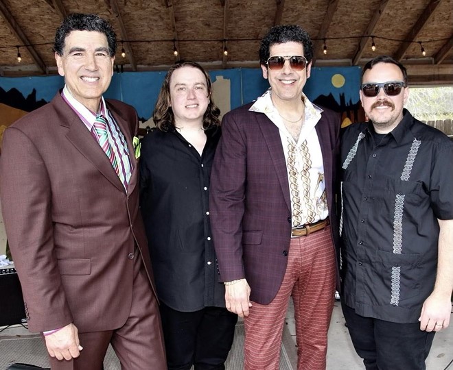 The Krayolas’ current lineup includes Hector Saldaña’s sons Nicky (second from left) and Jason (right). - Marco Villarreal